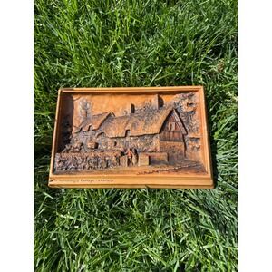Vintage Ivorex Osborne Ann Hathaway's Cottage Shottery 3D Relief Plaque England